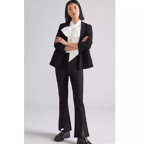 Anthropologie Pants - Anthropologie Maeve Black Slit Front Flared Ponte Pant Size 0
